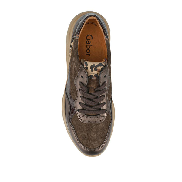 Jones Bootmaker Women's Widow Leather Lace-Up Trainers - Dark Brown Multi