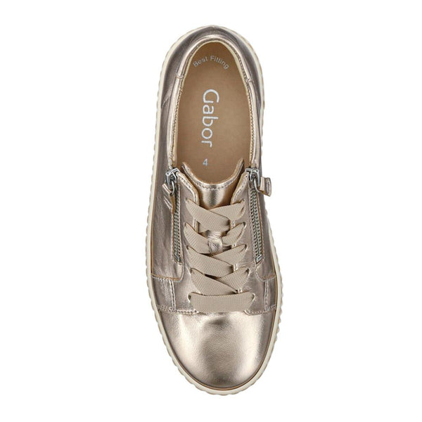 Jones Bootmaker Women's Wisdom Dual Zip Flatform Trainers - Metallic Beige