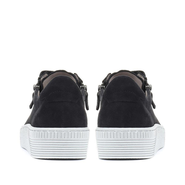 Jones Bootmaker Women's Wisdom Dual Zip Flatform Trainers - Navy Suede