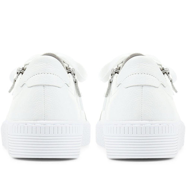 Jones Bootmaker Women's Wisdom Dual Zip Flatform Trainers - White