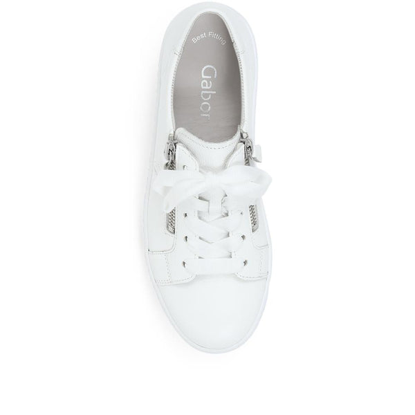 Jones Bootmaker Women's Wisdom Dual Zip Flatform Trainers - White