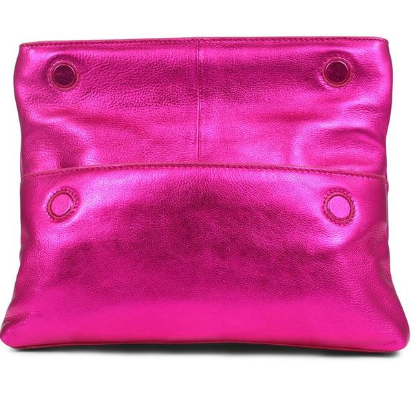 Jones Bootmaker Women's Wylie Fold-Over Metallic Clutch - Pink Shimmer