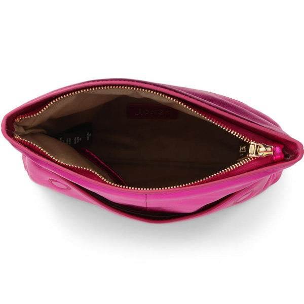 Jones Bootmaker Women's Wylie Fold-Over Metallic Clutch - Pink Shimmer