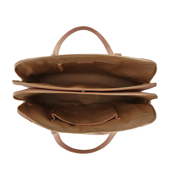 Jones Bootmaker Women's Wynter Croc Leather Shoulder Bag - Blush Croc