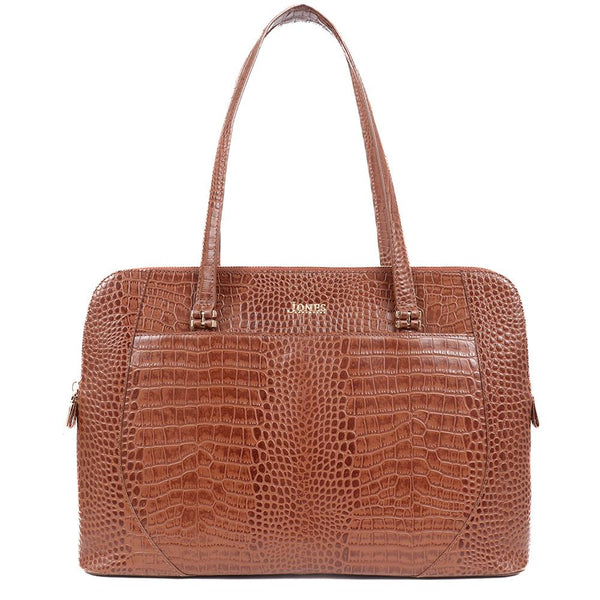 jones bootmaker Women's Wynter Croc Leather Shoulder Bag - Tan Croc