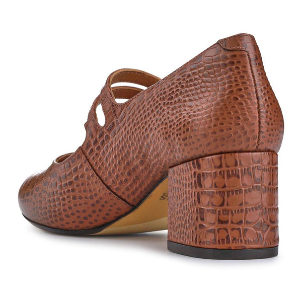 Jones Bootmaker Women's Xanthi Heeled Mary Janes - Brown Croc