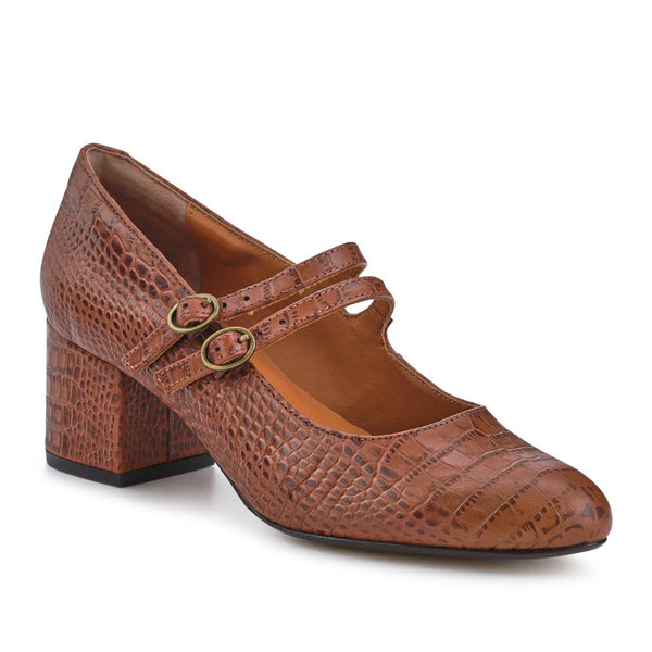 jones bootmaker Women's Xanthi Heeled Mary Janes - Brown Croc