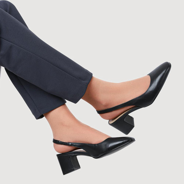 Jones Bootmaker Women's Xayna Leather Slingback Court Shoes - Black Patent