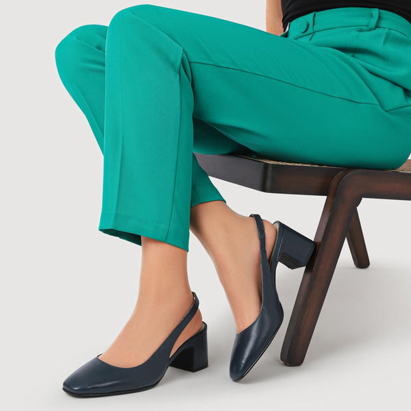 Jones Bootmaker Women's Xayna Leather Slingback Court Shoes - Navy Leather