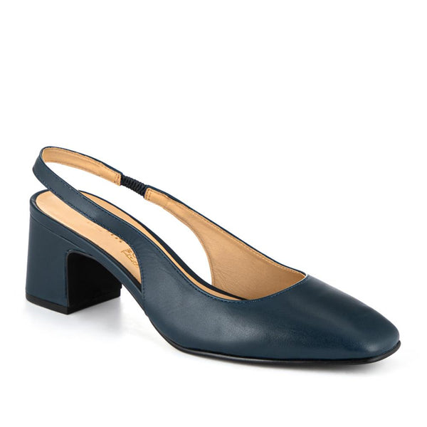 jones bootmaker Women's Xayna Leather Slingback Court Shoes - Navy Leather