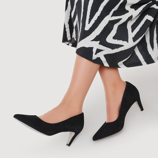 Jones Bootmaker Women's Xena Leather Stiletto-Heeled Court Shoes - Black Nubuck