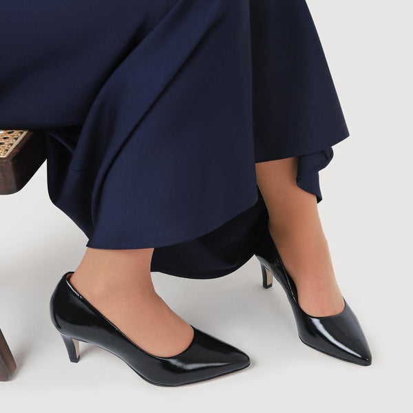 Jones Bootmaker Women's Xena Leather Stiletto-Heeled Court Shoes - Black Patent