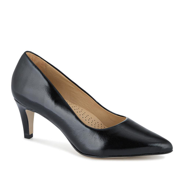 jones bootmaker Women's Xena Leather Stiletto-Heeled Court Shoes - Black Patent