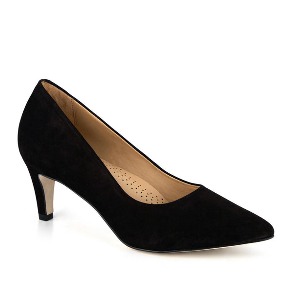 jones bootmaker Women's Xena Leather Stiletto-Heeled Court Shoes - Black Nubuck