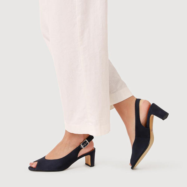 Jones Bootmaker Women's Xiomara Leather Slingback Court Shoes - Navy Suede