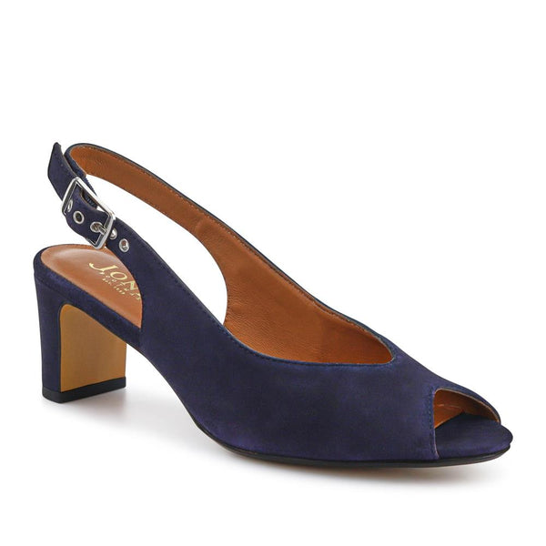 jones bootmaker Women's Xiomara Leather Slingback Court Shoes - Navy Suede