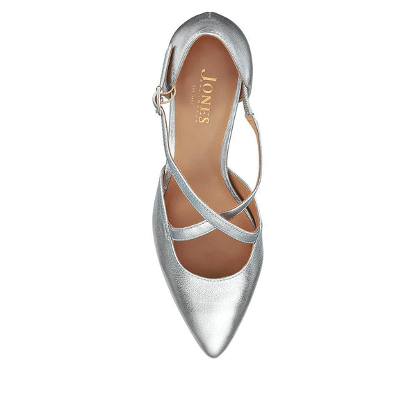Jones Bootmaker Women's Ysa Leather Stiletto-Heeled Court Shoes - Silver Metallic