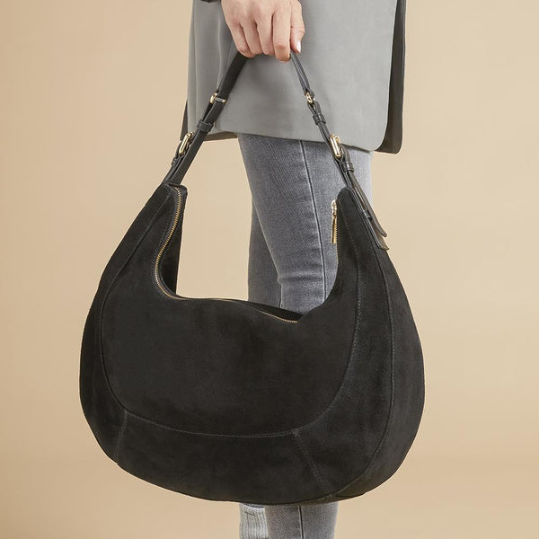 jones bootmaker Women's Ysabelle Leather Slouch Bag - Black