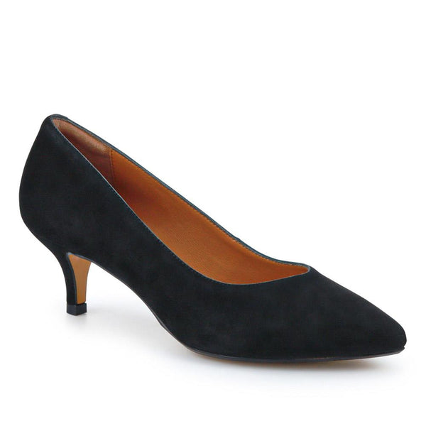 jones bootmaker Women's Yulia Leather Stiletto-Heeled Court Shoes - Black Suede