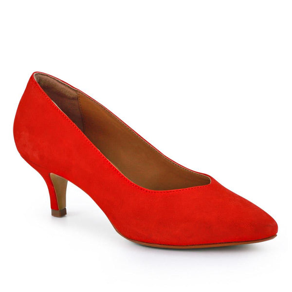 jones bootmaker Women's Yulia Leather Stiletto-Heeled Court Shoes - Red Suede