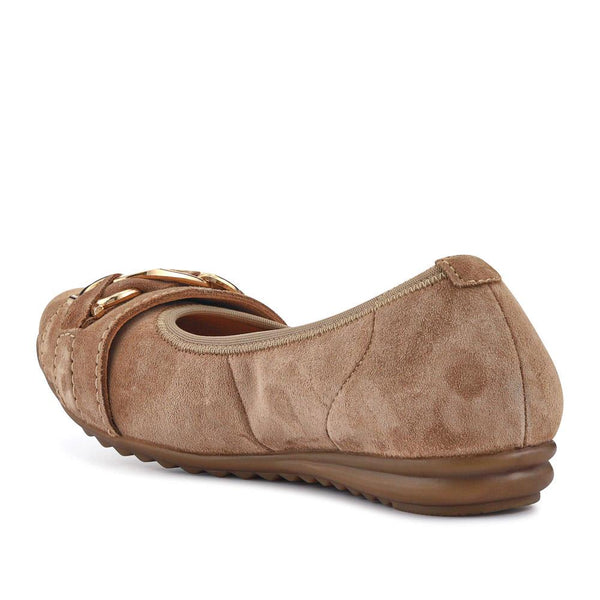 Jones Bootmaker Women's Yvette Leather Wide-Fit Ballet Pumps - Beige Suede