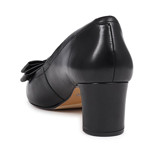 Jones Bootmaker Women's Zelda Bow Detail Court Shoes - Black Leather