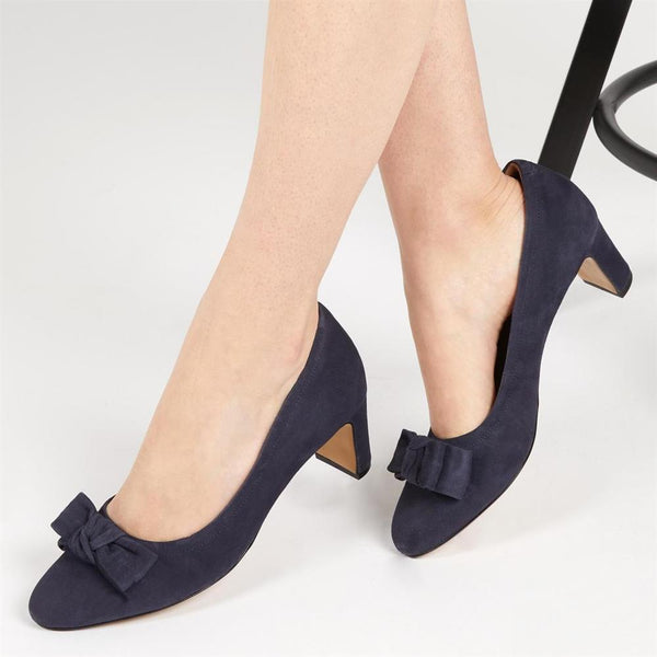 Jones Bootmaker Women's Zelda Bow Detail Court Shoes - Navy