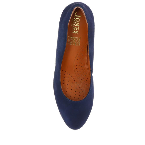 Jones Bootmaker Women's ZoeyWide Leather Court Shoes - Navy Suede