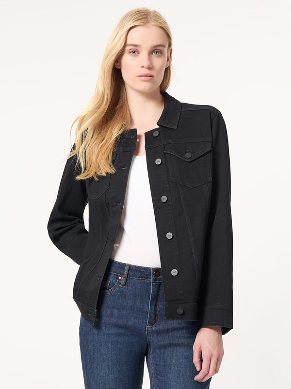 Jones New York Denim Belted Button-Front Jacket Onyx Wash