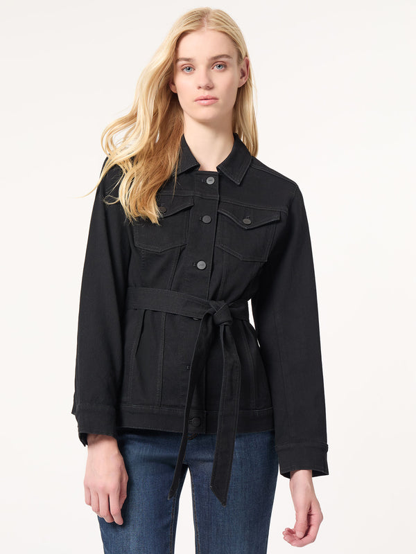 jones new york Denim Belted Button-Front Jacket Onyx Wash