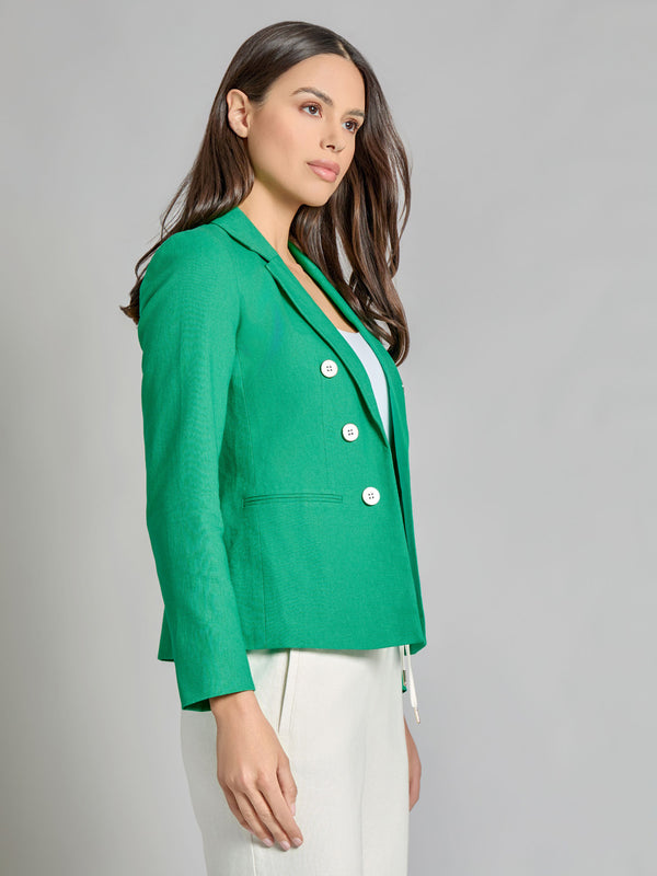 Jones New York Faux Double Breasted Blazer Linen Blend