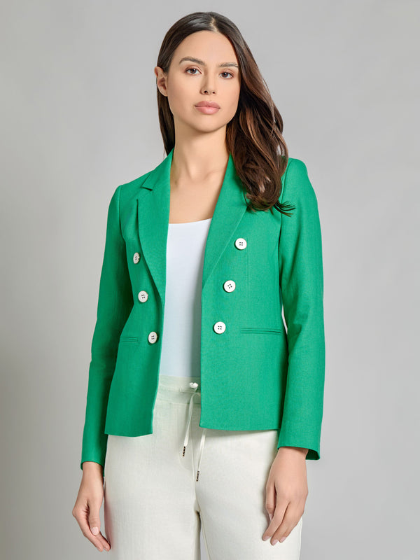 jones new york Faux Double Breasted Blazer Linen Blend