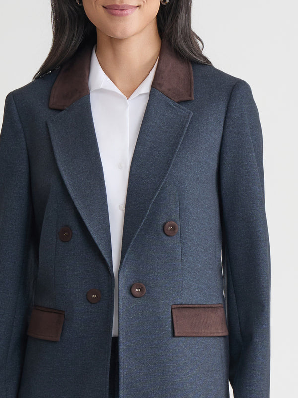 Jones New York Faux Double Breasted Jacket Scuba Suede