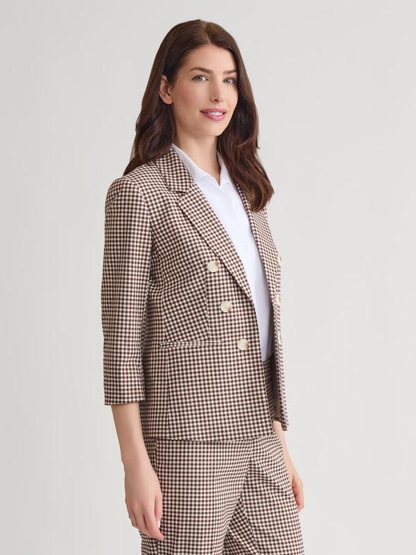 Jones New York Faux Double Breasted Jacket Stretch Tweed