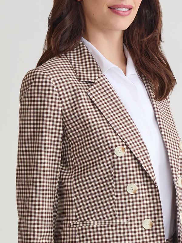 Jones New York Faux Double Breasted Jacket Stretch Tweed