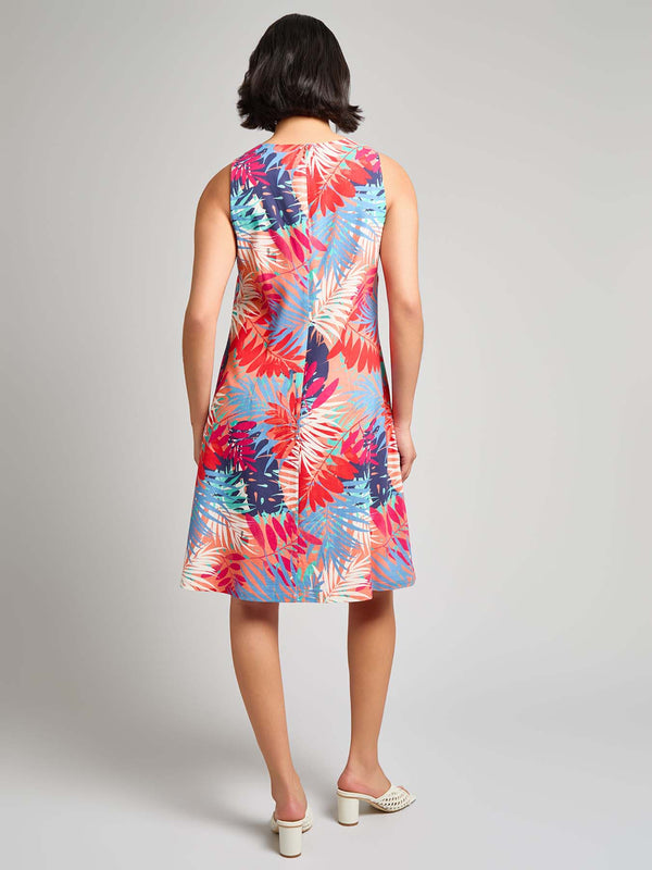 Jones New York Gina Sleeveless Trapeze Dress Linen Blend