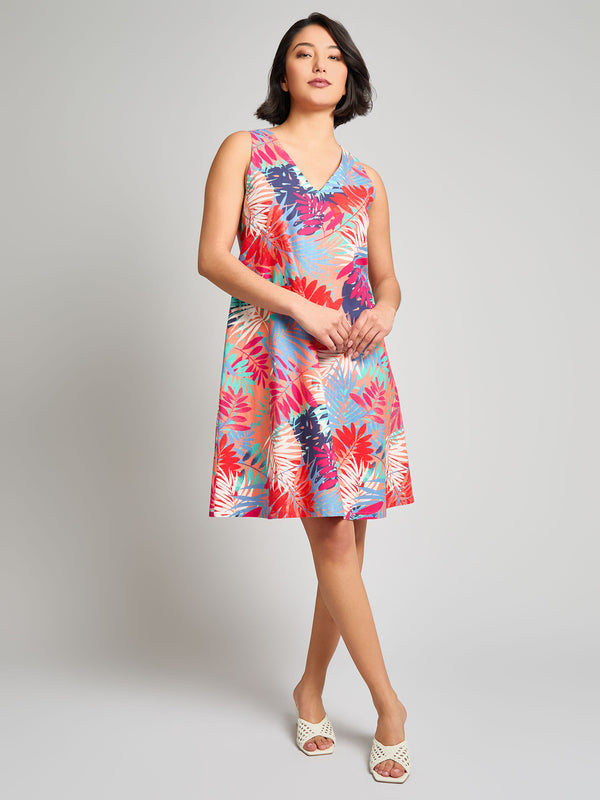 jones new york Gina Sleeveless Trapeze Dress Linen Blend