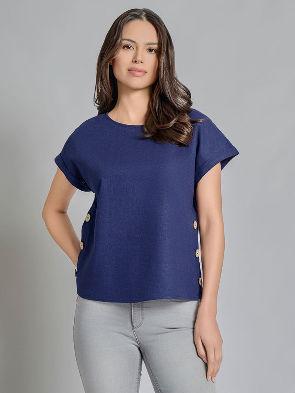 jones new york Button Detail Blouse Hammered Satin