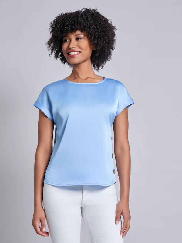 jones new york Button Detail Blouse Hammered Satin