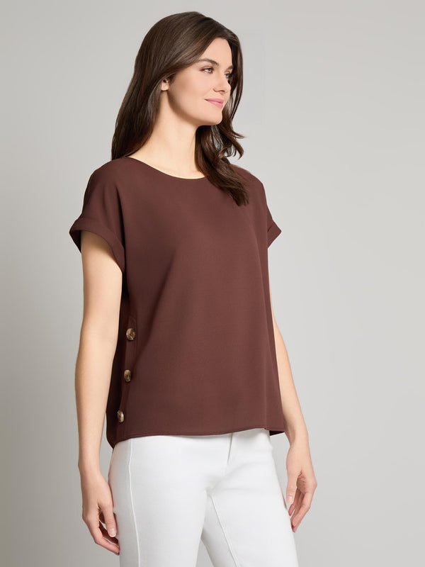 Jones New York Button Detail Blouse Jasper Crepe