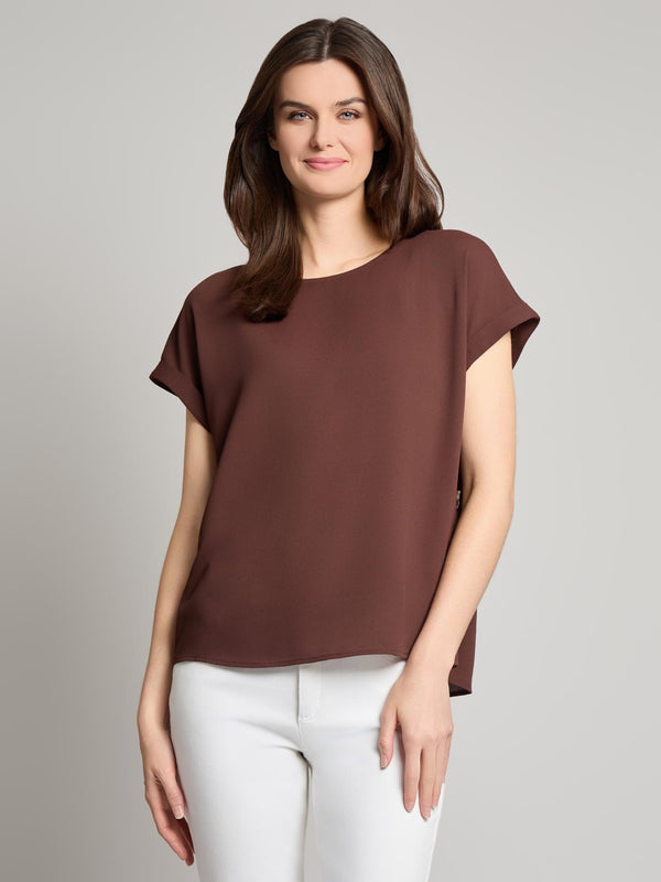 jones new york Button Detail Blouse Jasper Crepe