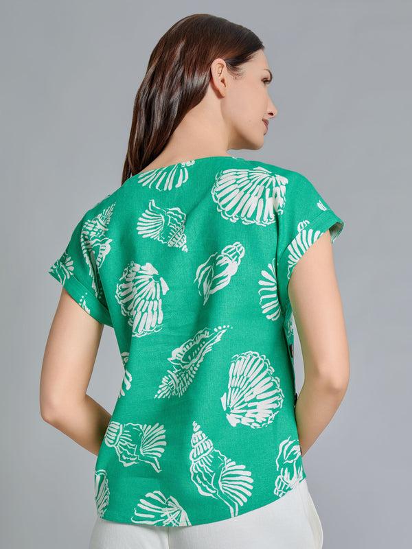 Jones New York Button Detail Blouse Linen Blend