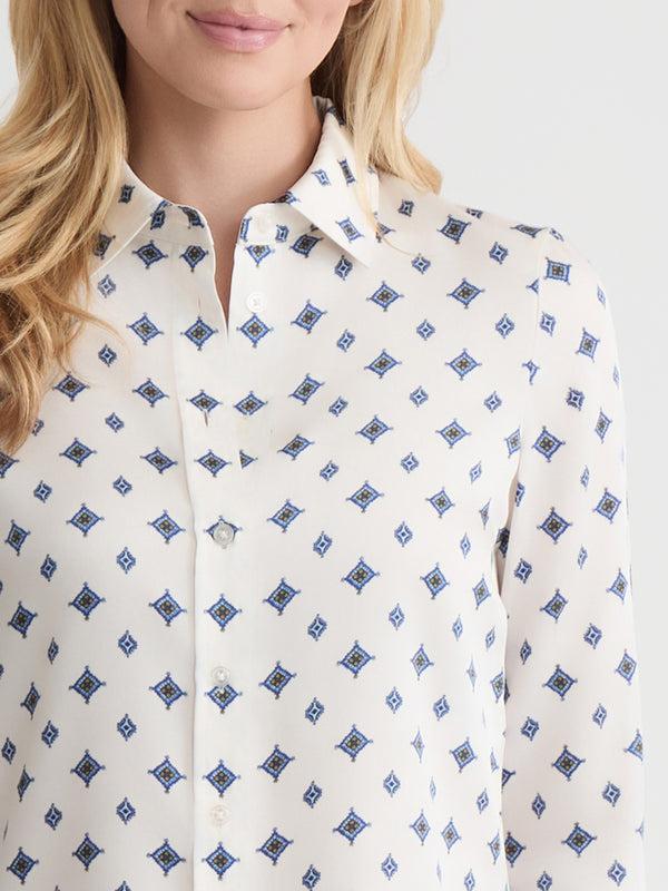 Jones New York Button Down Blouse Satin Twill