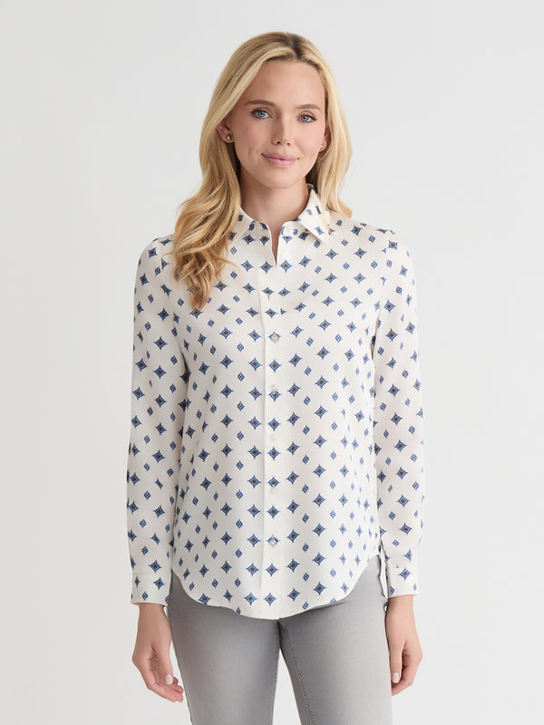 jones new york Button Down Blouse Satin Twill