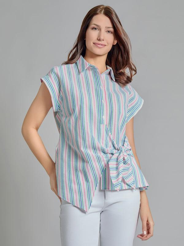 Jones New York Button-Front Side Tie Blouse