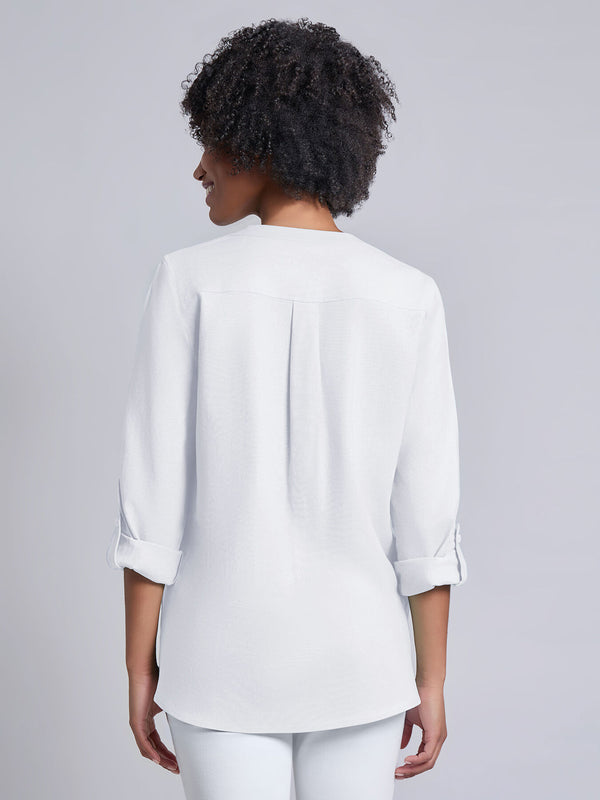 Jones New York Button Front Tunic Linen Blend