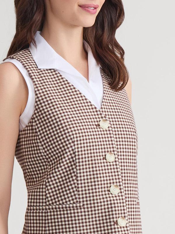 Jones New York Button-Front Vest Stretch Tweed