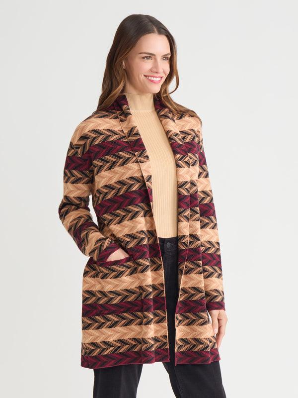 Jones New York Chevron Belted Cardigan