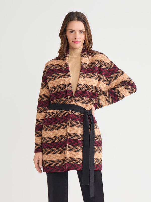 jones new york Chevron Belted Cardigan