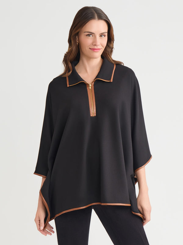 jones new york Contrast Trim Poncho Serenity Knit